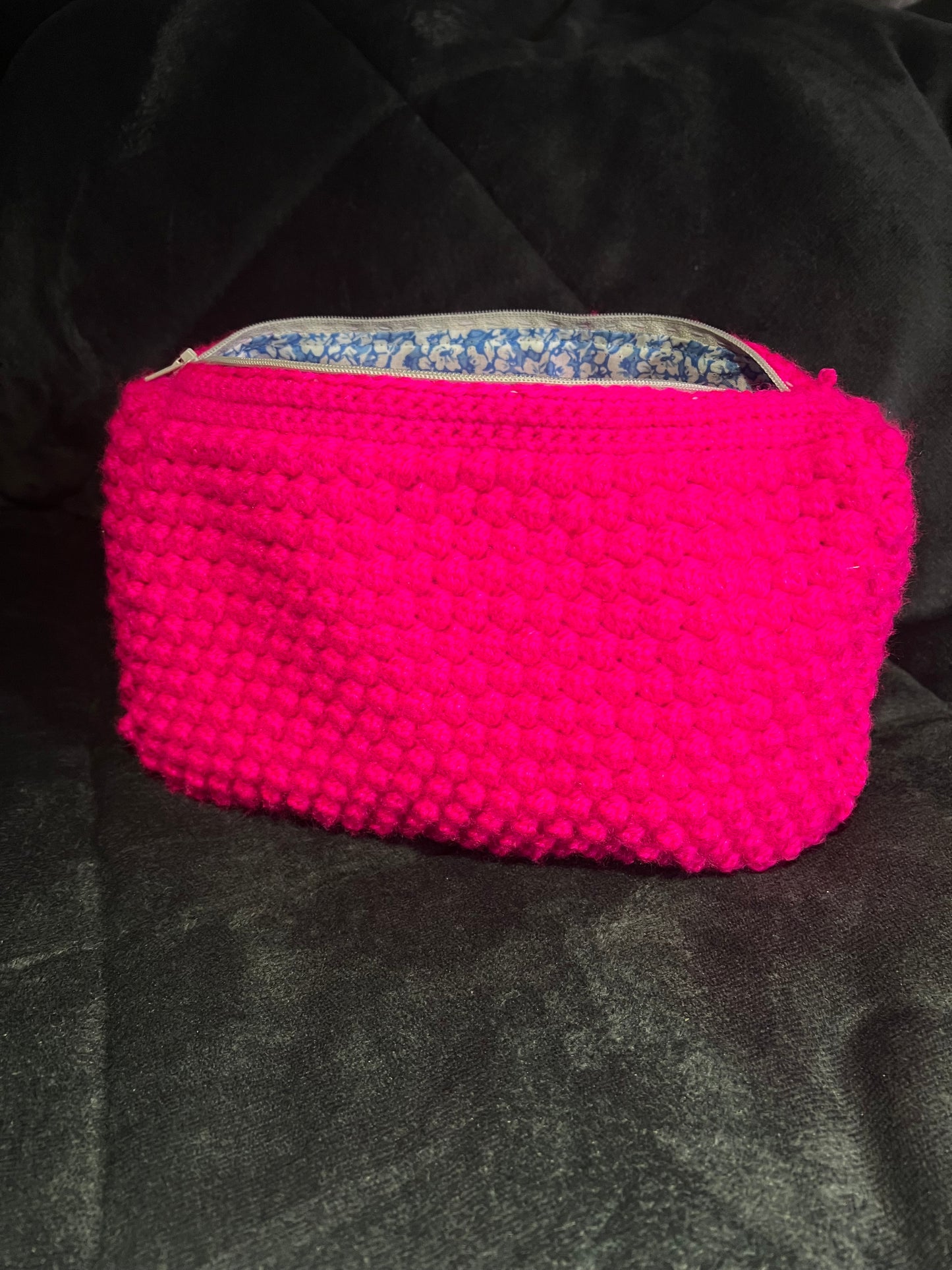 Handmade Pink Crochet Toiletry Bag – Large